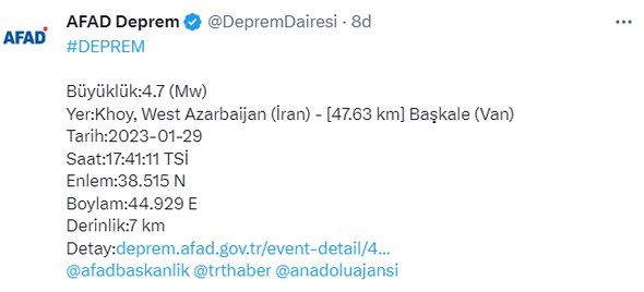 İran'da 4,7 büyüklüğünde deprem!